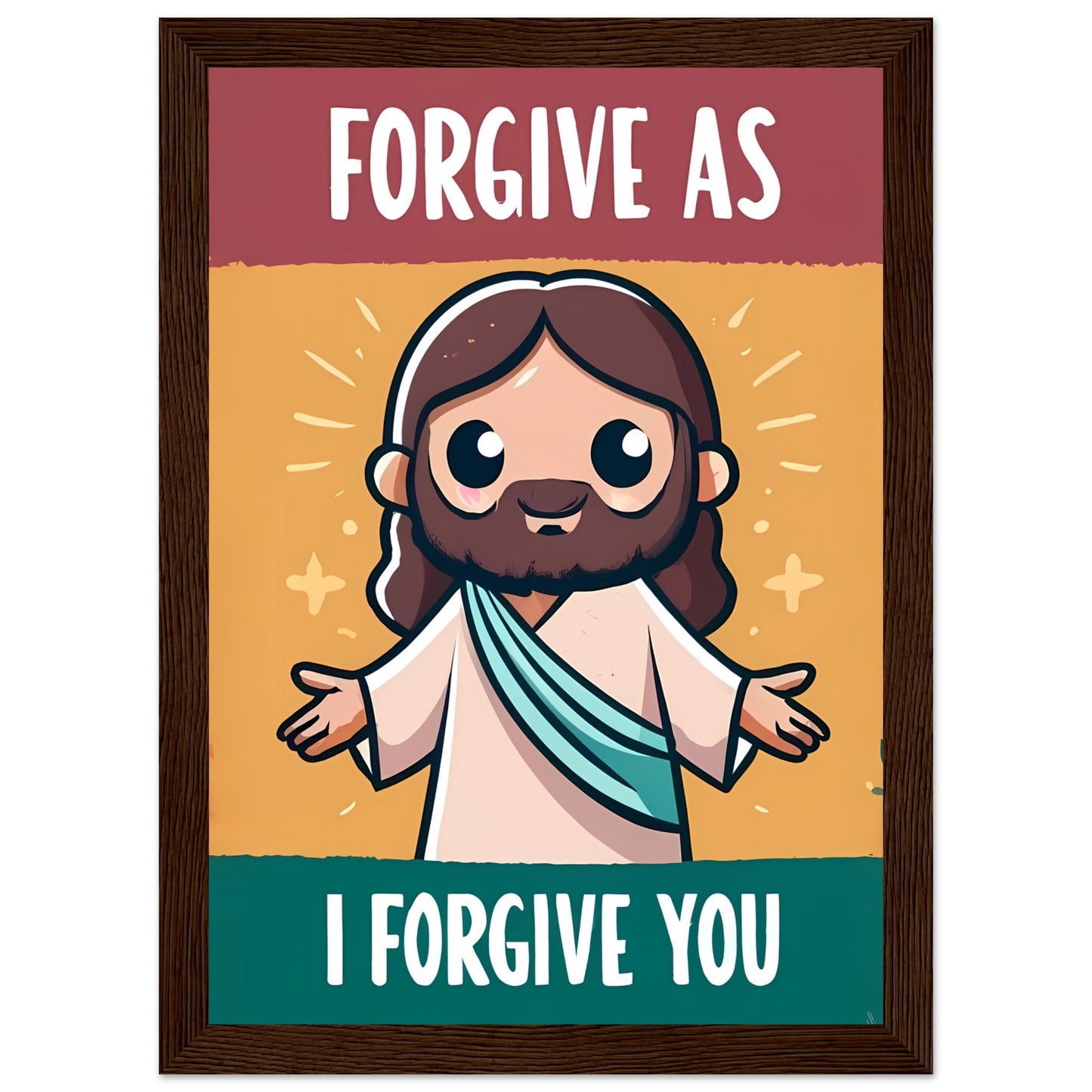 Cartoon Jesus Forgive as I Forgive You Framed Poster