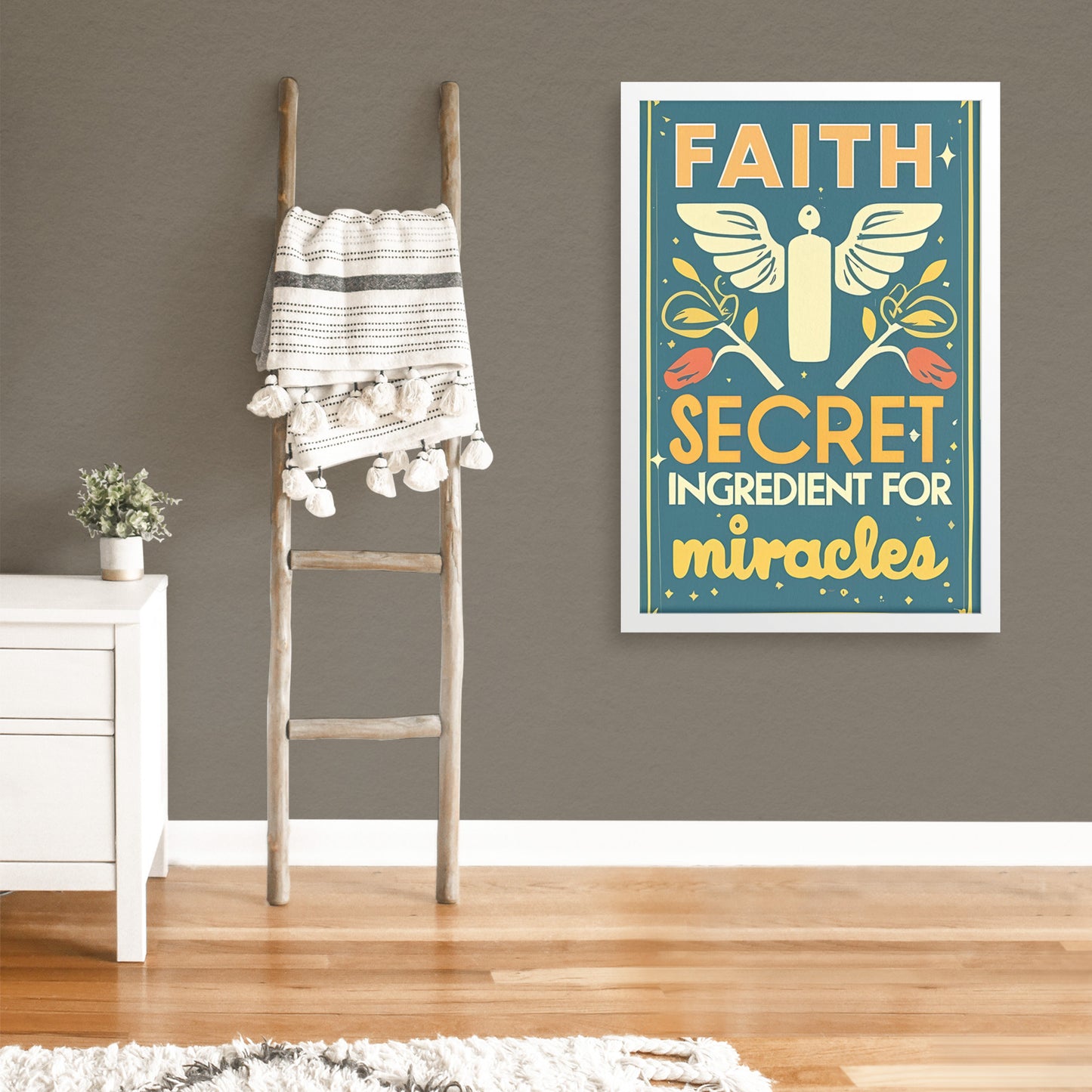 Faith: Secret Ingredient for Miracles Retro Style Framed Poster