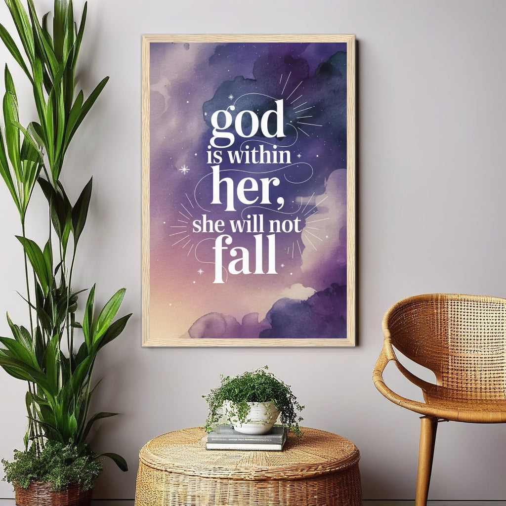 God Within Her | Psalm 46:5 Celestial Typography Wall Art
