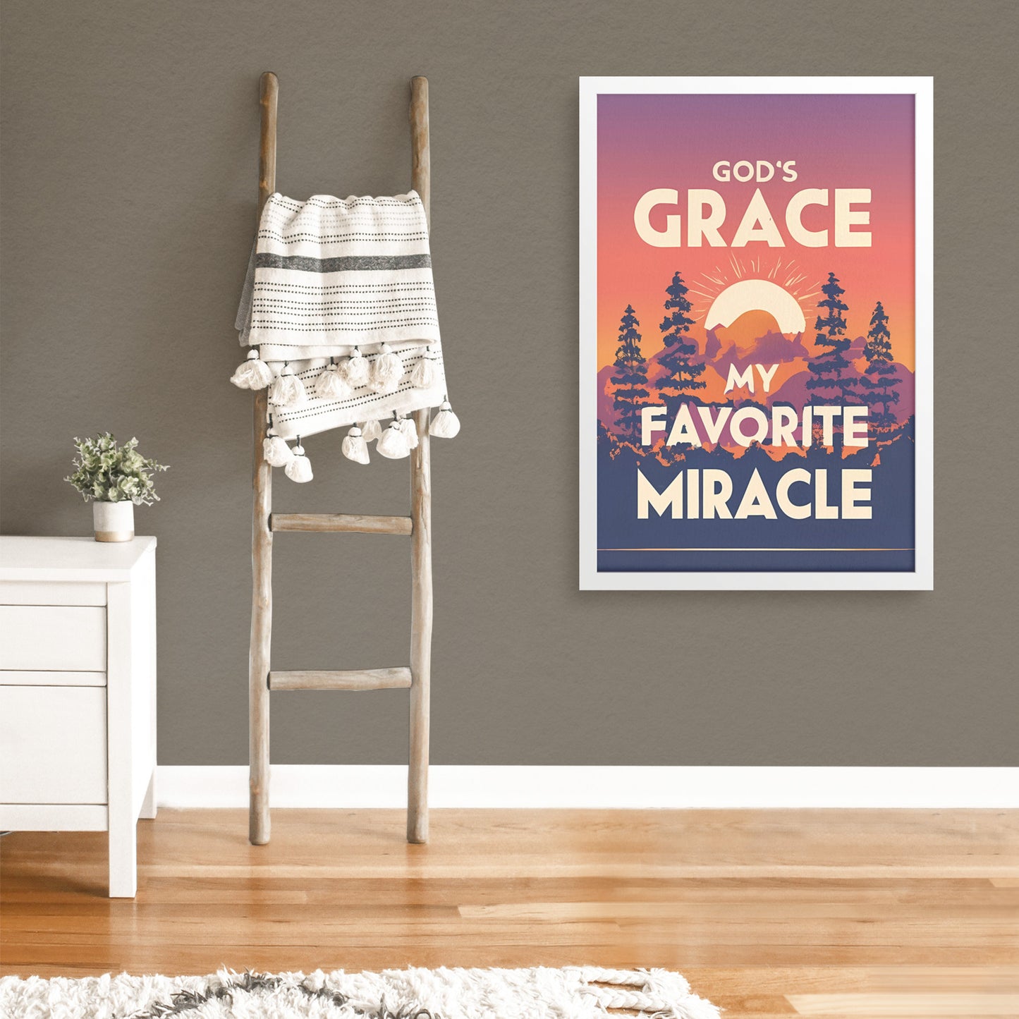 God's Grace, My Favorite Miracle Retro Style Sunset Framed Poster