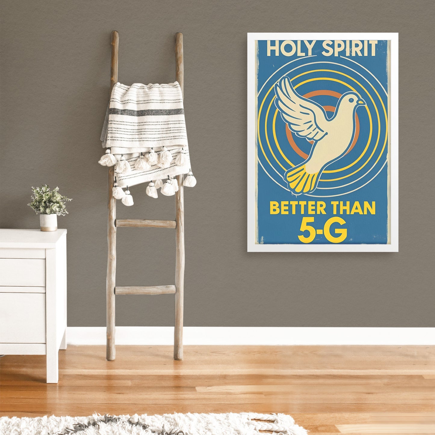 Holy Spirit: Better than 5G Retro Style Pigeon Framed Poster