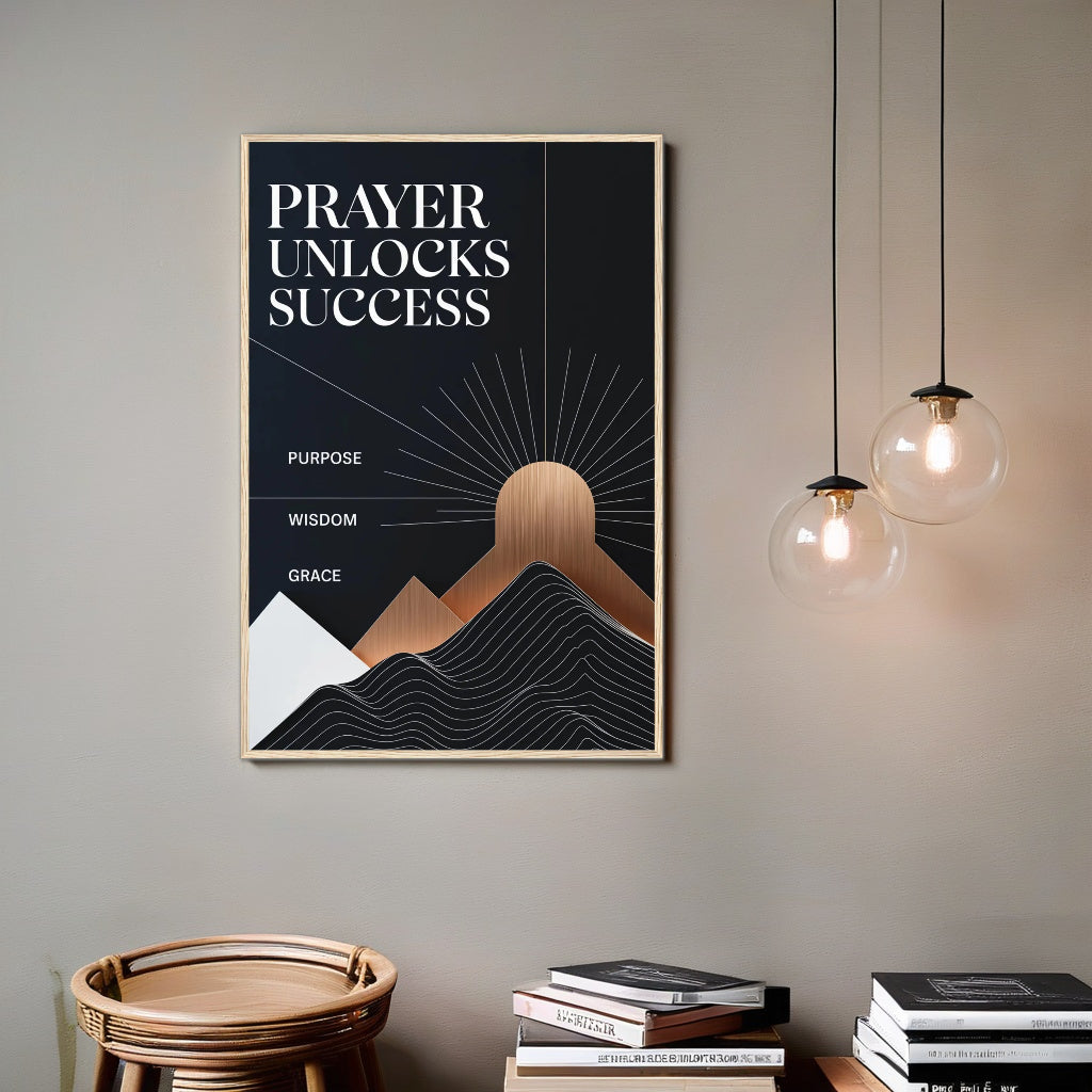 Prayer Unlocks Success | Modern Christian Vision Board Wall Art