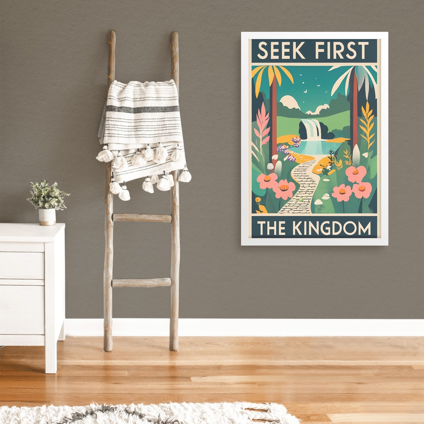 Seek First the Kingdom Retro Style Framed Print
