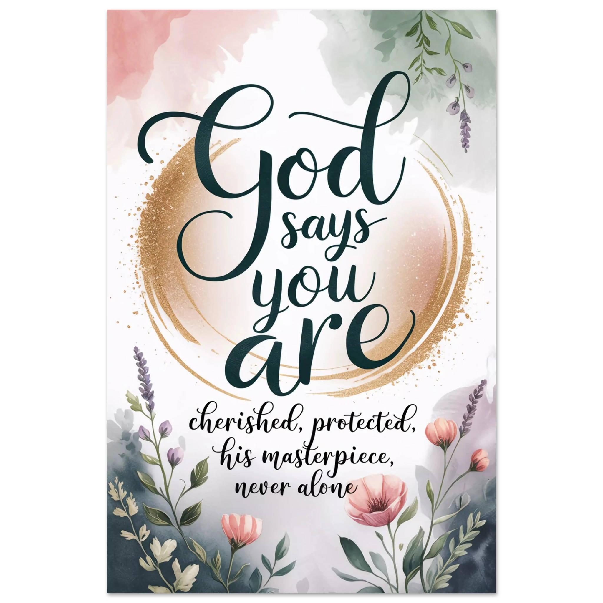 God Says You Are | Christian Watercolor Scripture Wall Art – Lafia Craft