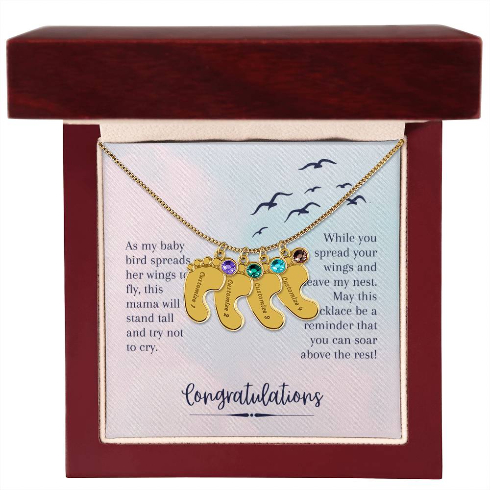 Engraved Baby Feet Necklace to Daughter