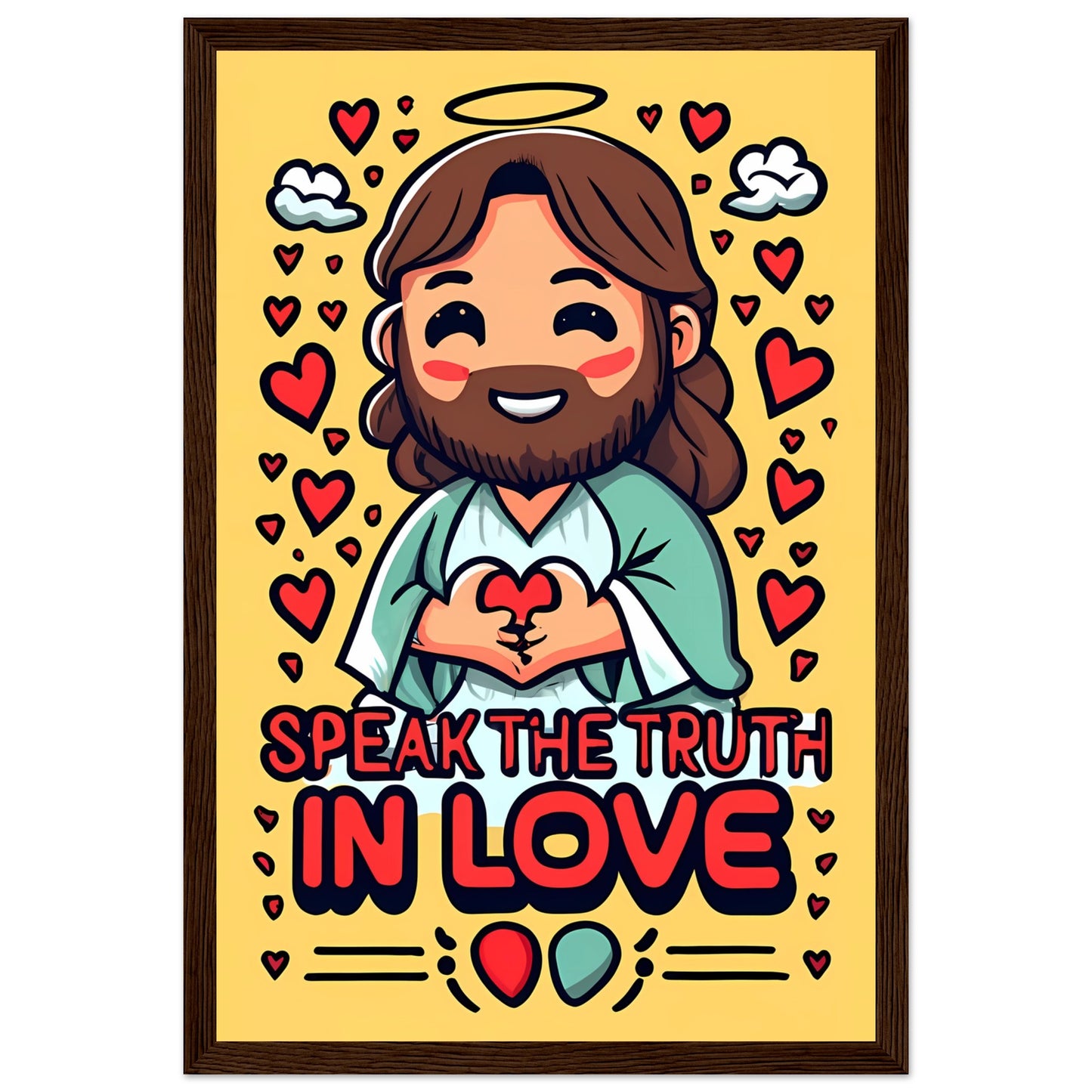Cartoon Jesus Speak the Truth in Love Framed Poster