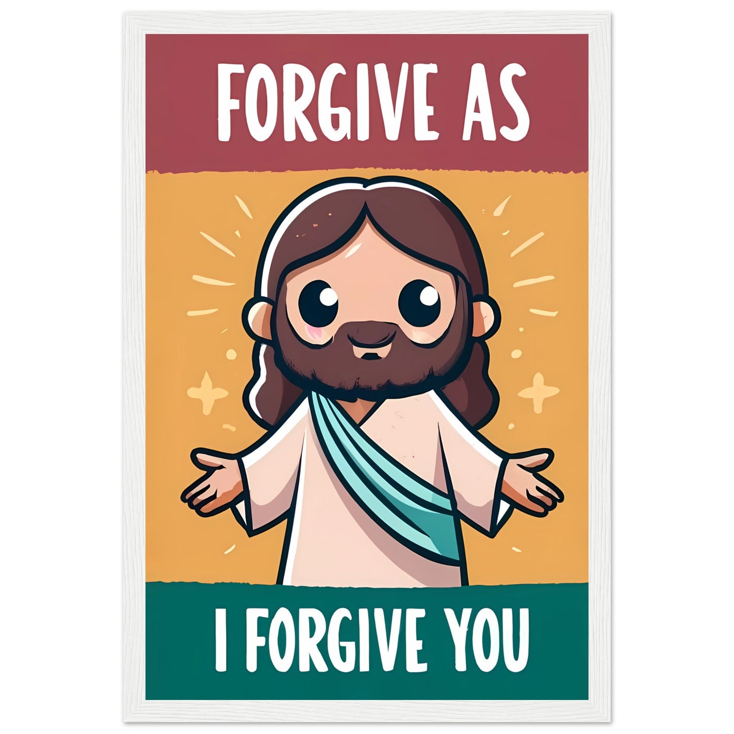 Cartoon Jesus Forgive as I Forgive You Framed Poster