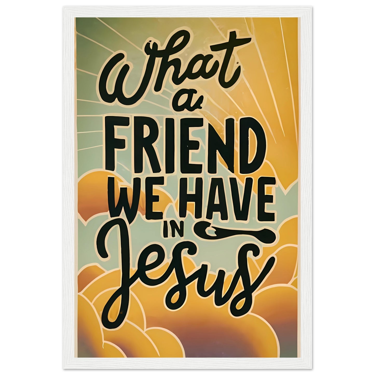 What A Friend We Have In Jesus Retro Sunset Framed Poster