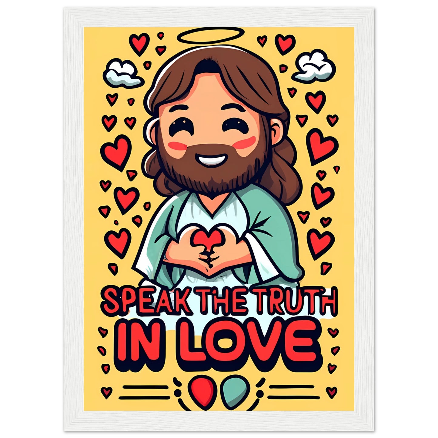 Cartoon Jesus Speak the Truth in Love Framed Poster