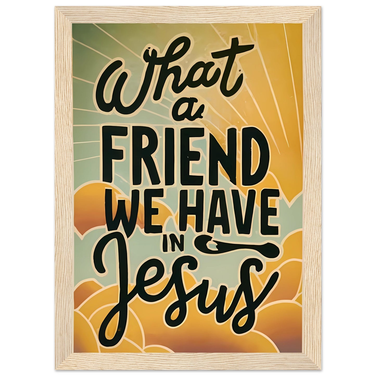 What A Friend We Have In Jesus Retro Sunset Framed Poster