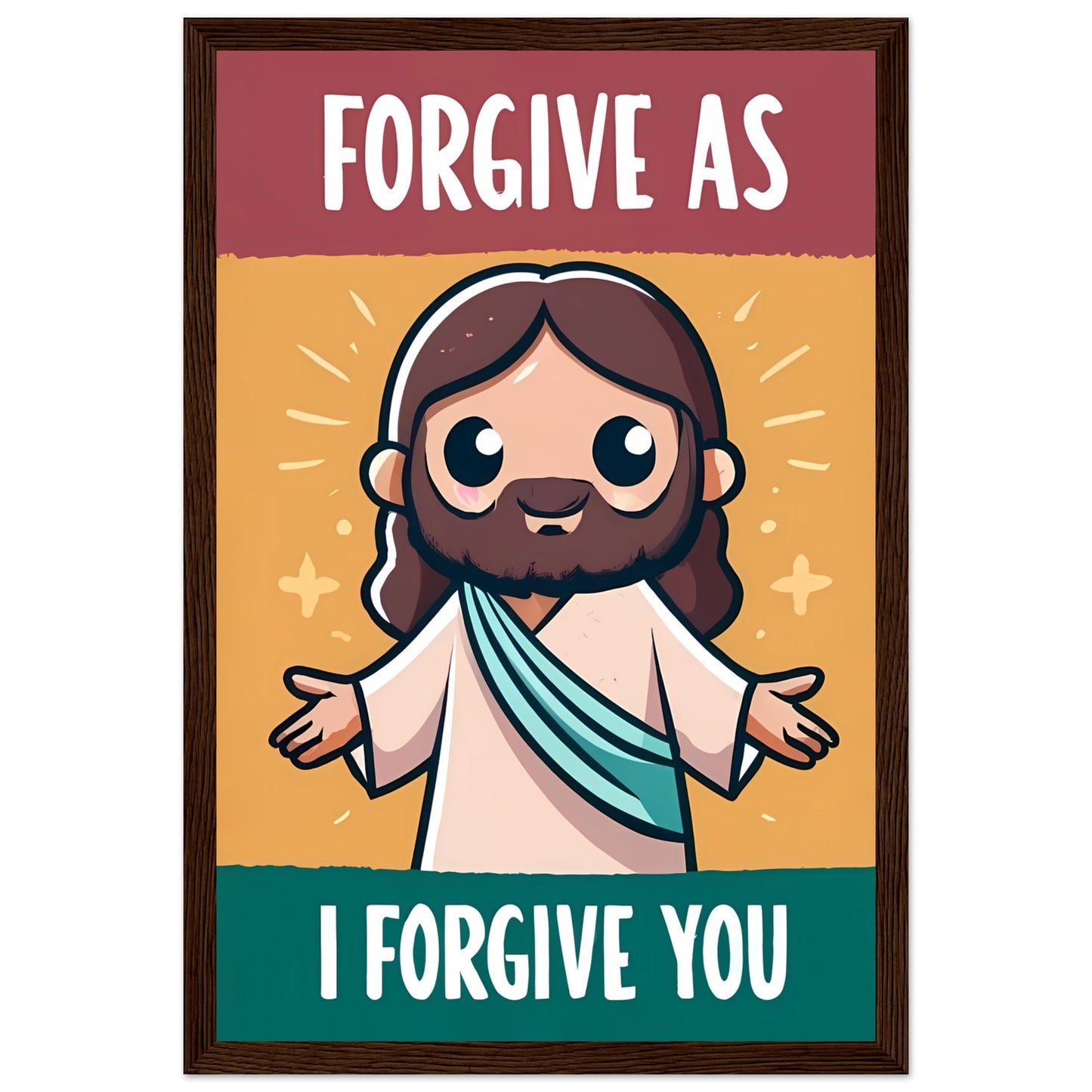 Cartoon Jesus Forgive as I Forgive You Framed Poster