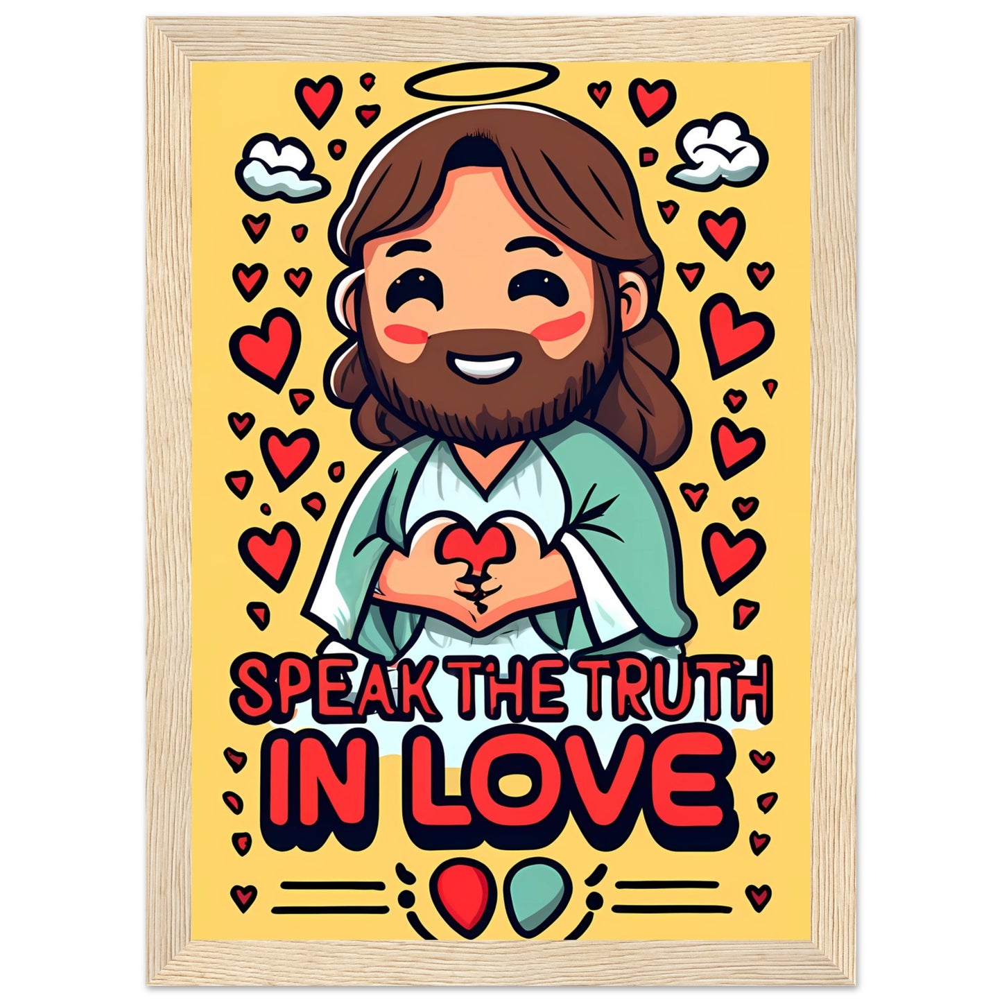 Cartoon Jesus Speak the Truth in Love Framed Poster
