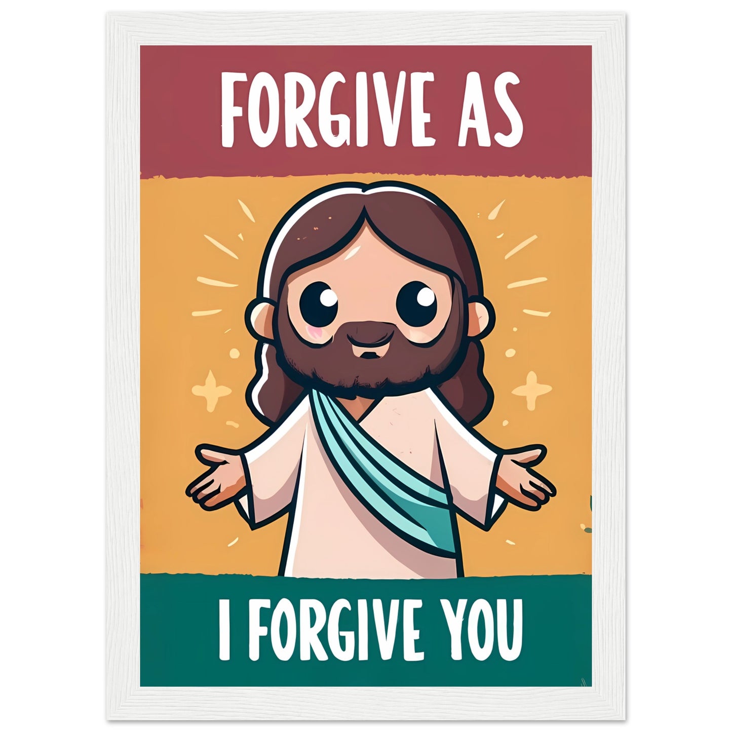 Cartoon Jesus Forgive as I Forgive You Framed Poster