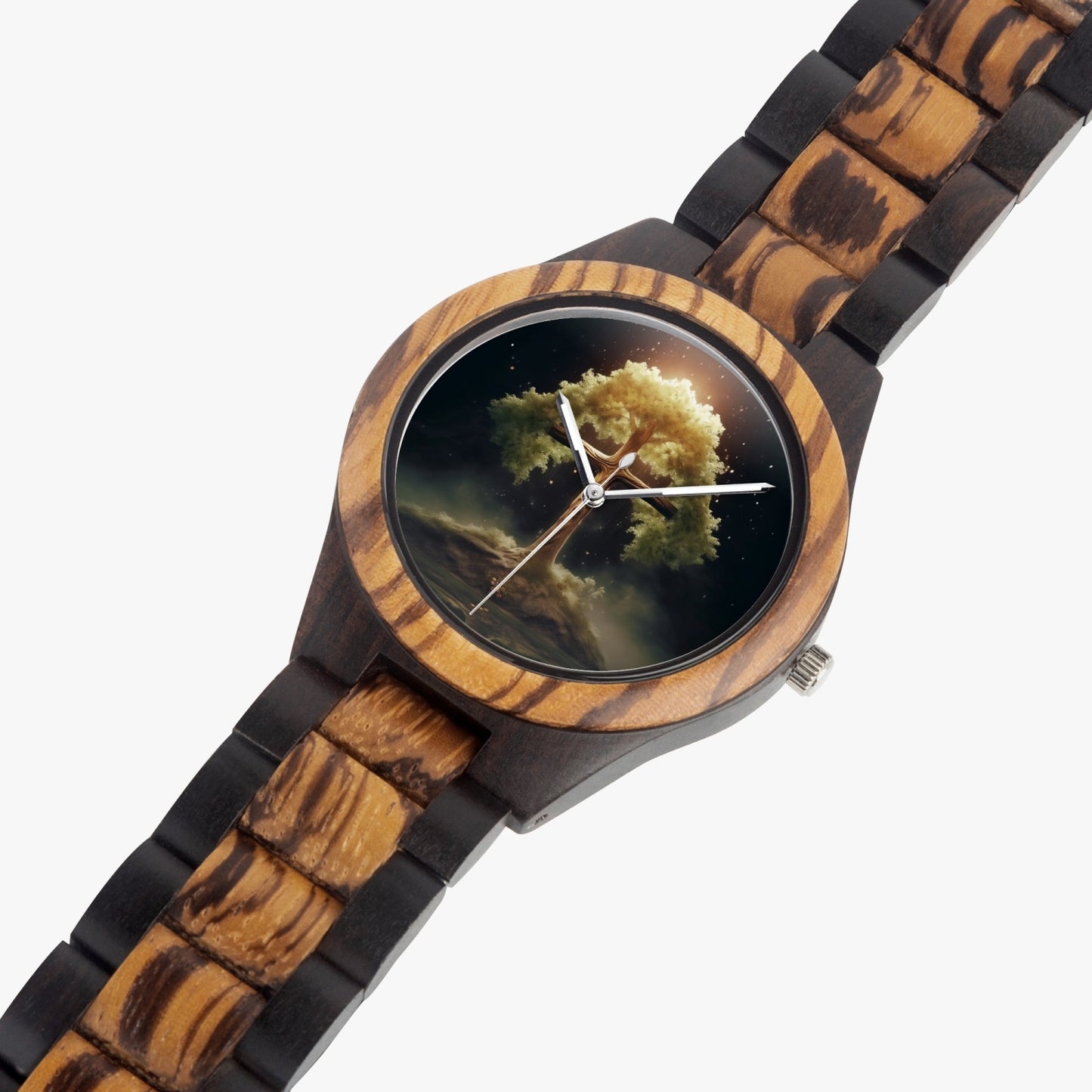Divine Radiance: Wooden Cross Watch