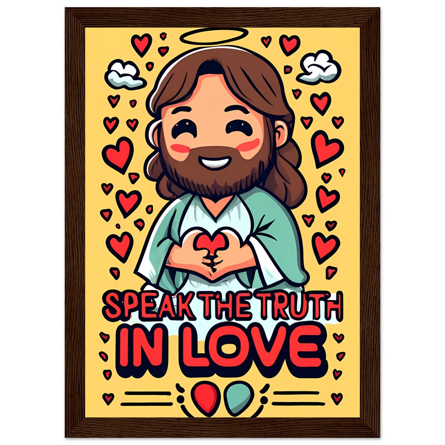 Cartoon Jesus Speak the Truth in Love Framed Poster