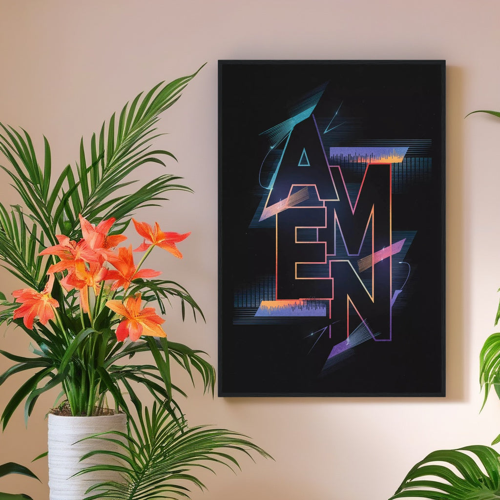 AMEN Urban Gospel Typography | Modern Christian Wall Art Print