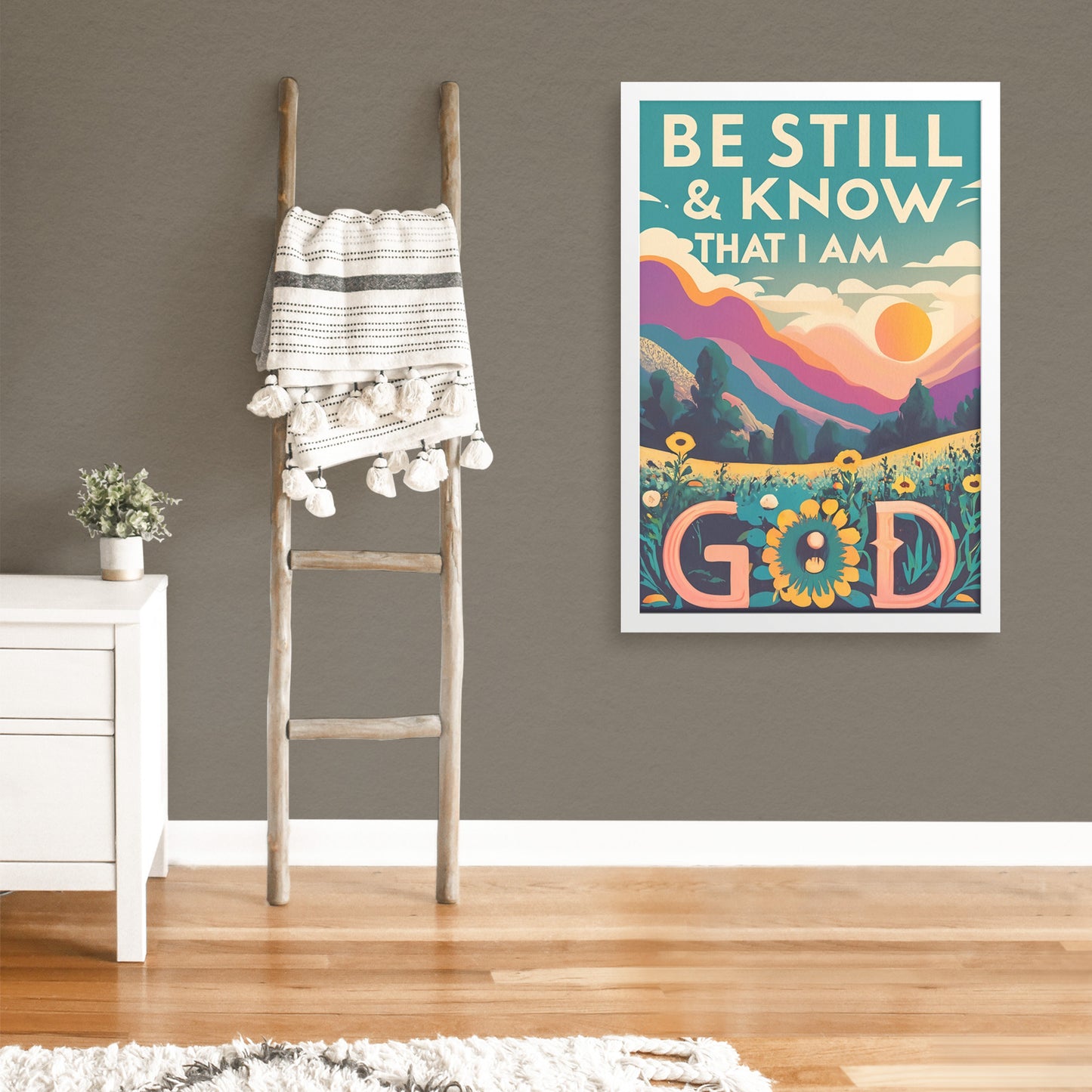 Be Still & Know that I am God Retro Style Framed Print