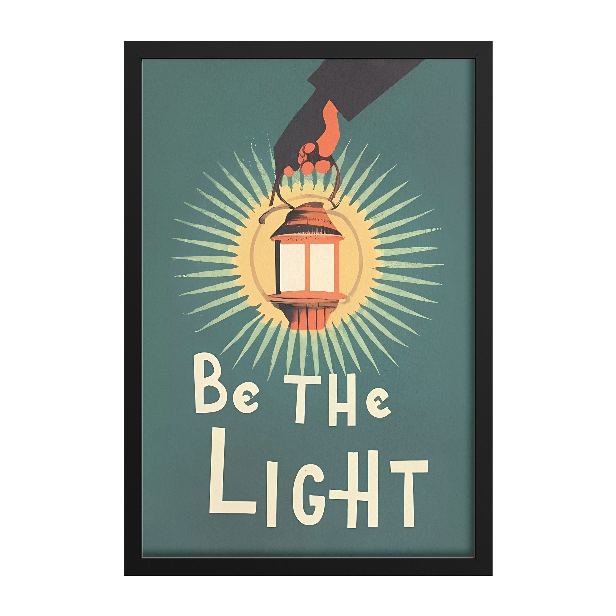 Be the Light Retro Style Glowing Lantern Framed Poster – Lafia Craft