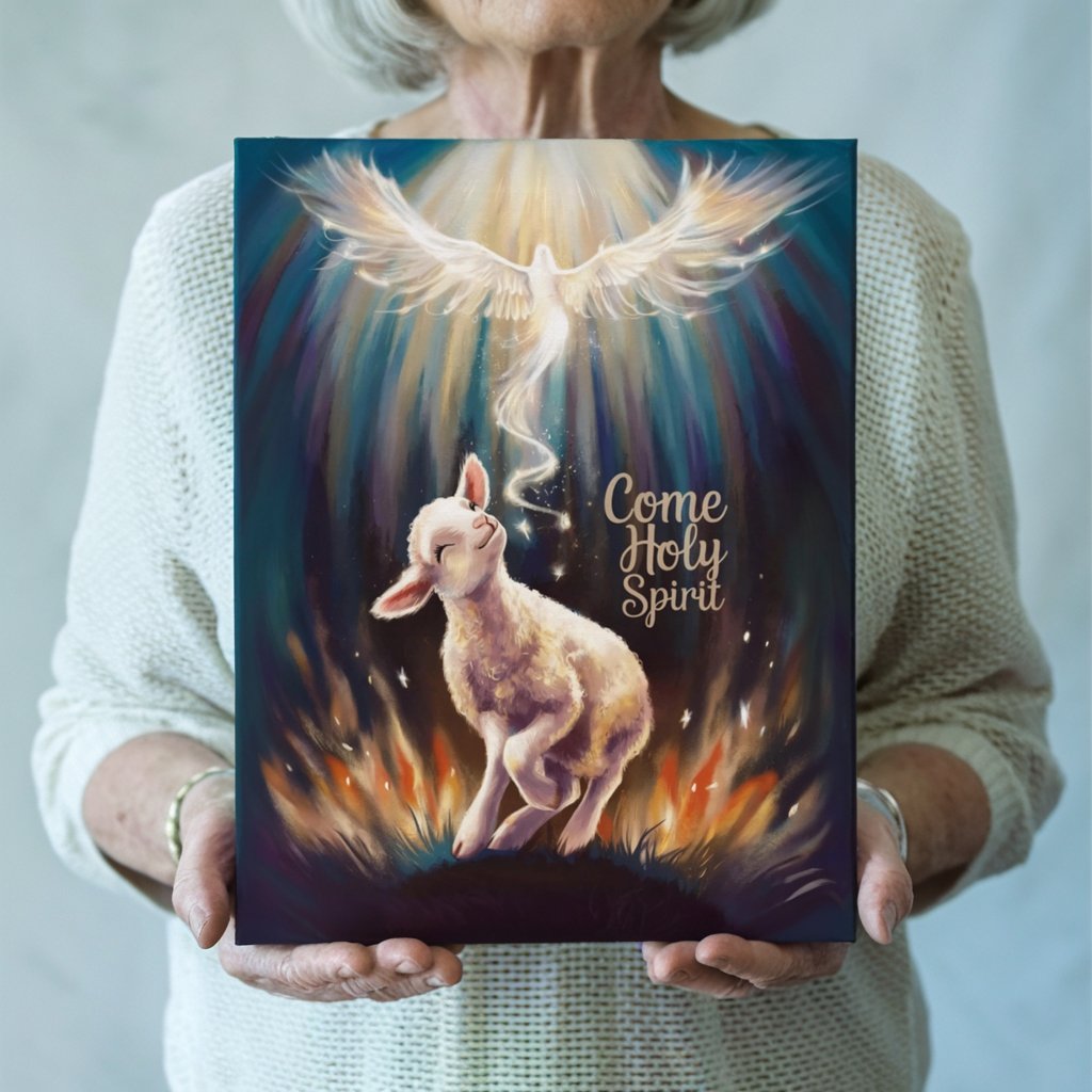 Come Holy Spirit | Playful Lamb Christian Wall Canva | Faith Print