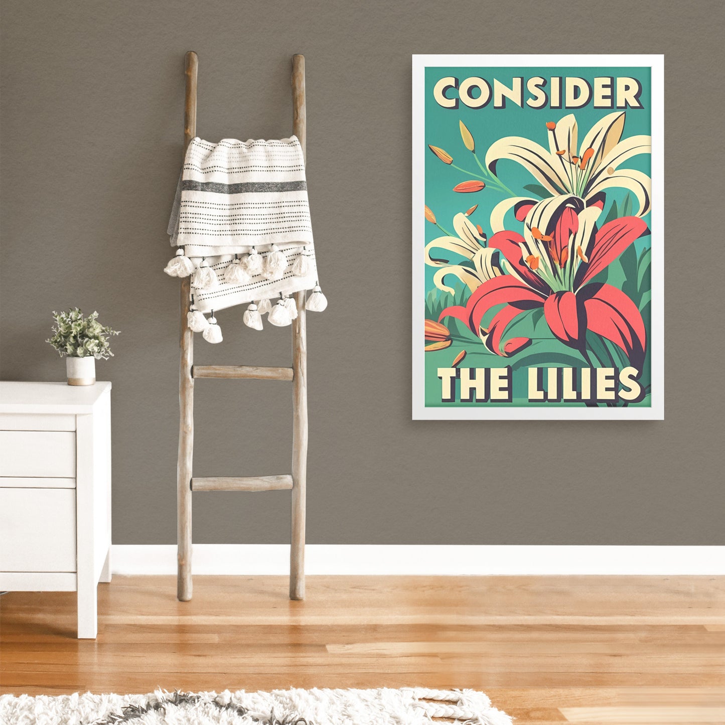 Consider the Lilies Retro Style Vibrant Lilies Framed Poster