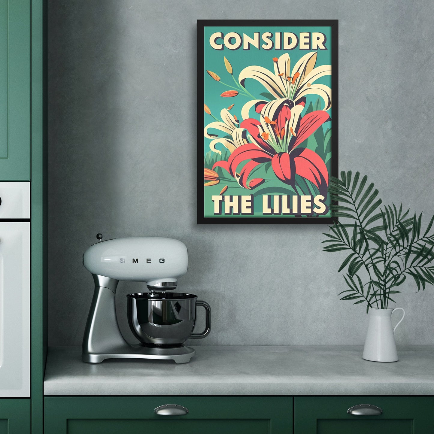 Consider the Lilies Retro Style Vibrant Lilies Framed Poster