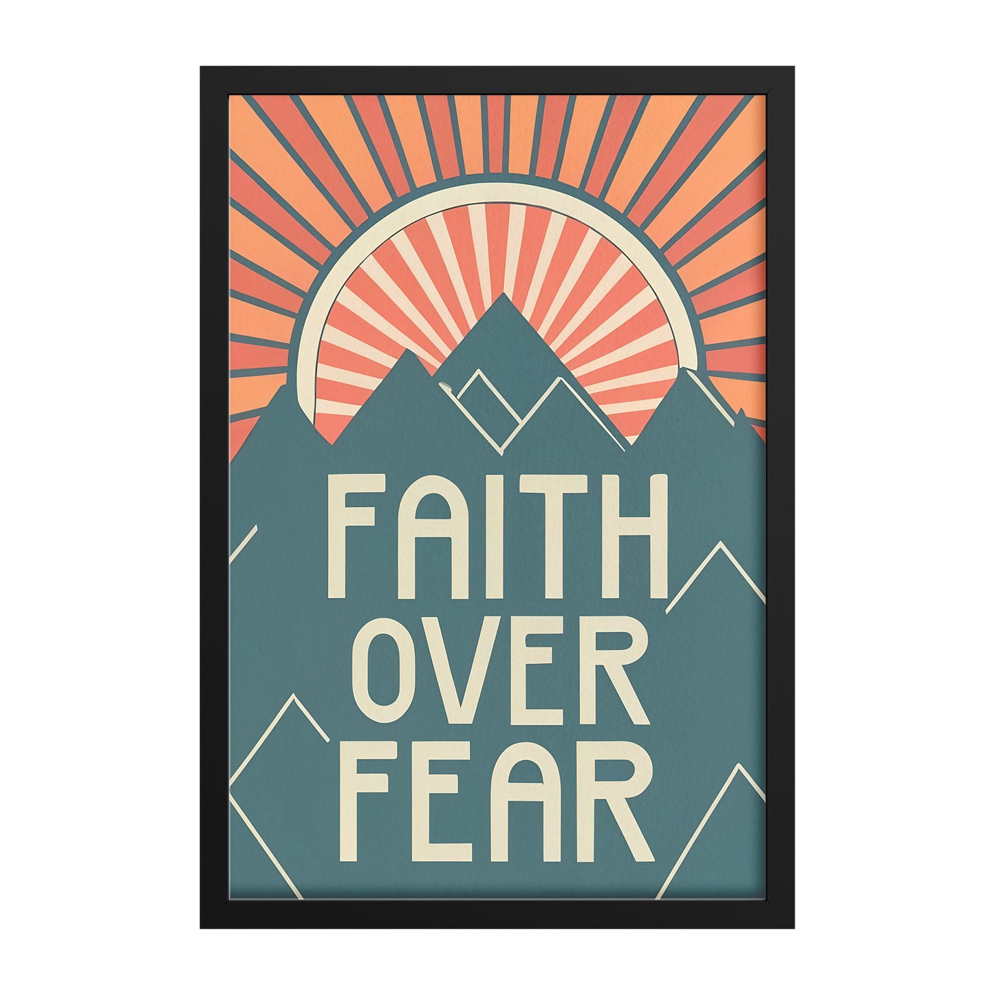 Faith Over Fear Retro Style Framed Print