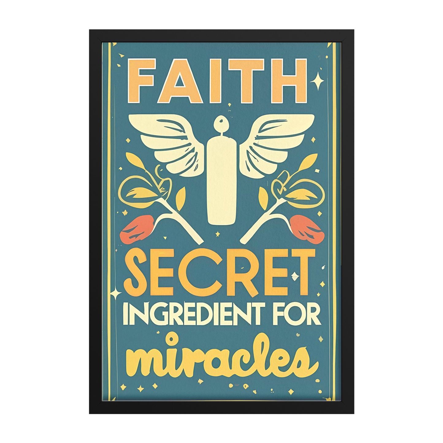 Faith: Secret Ingredient for Miracles Retro Style Framed Poster