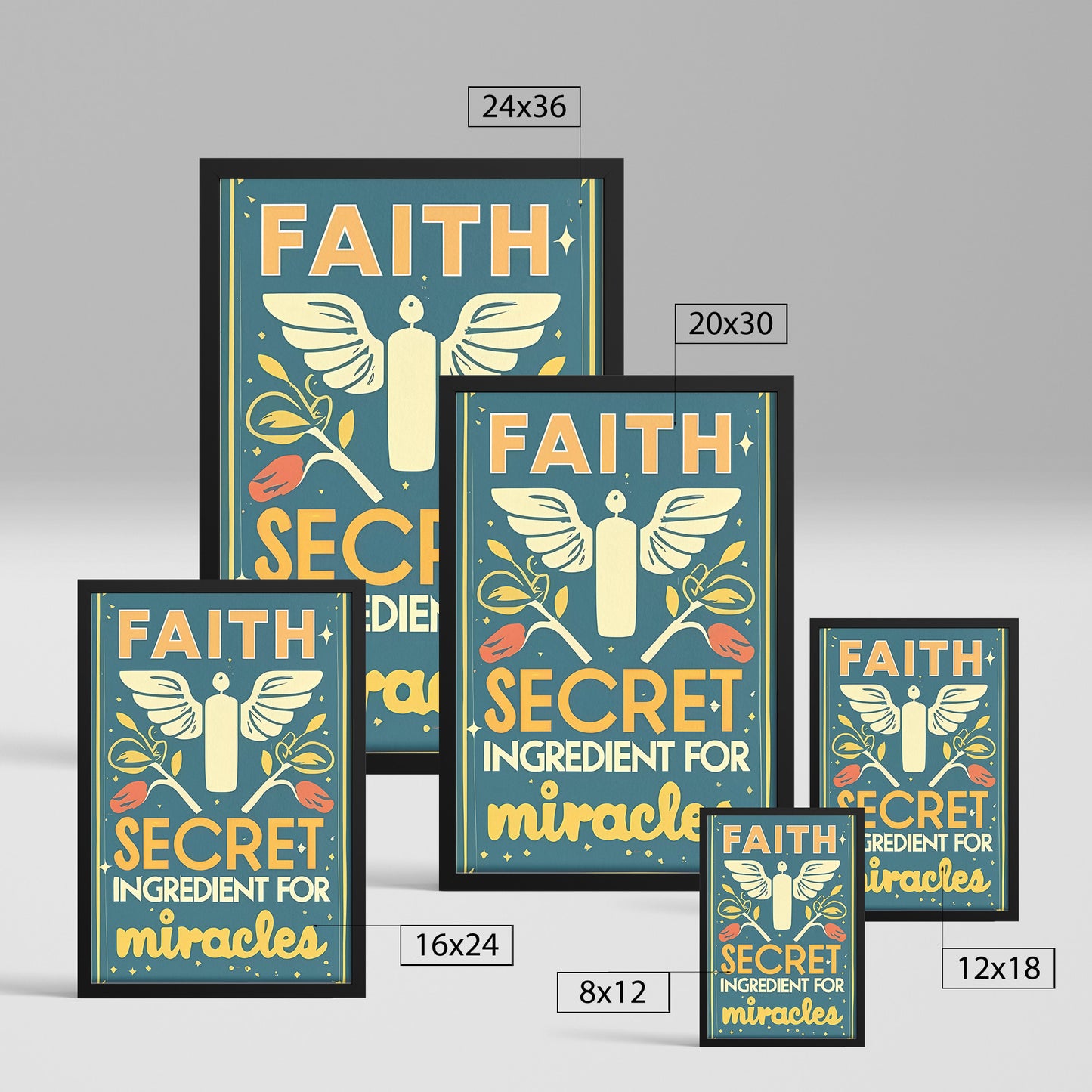 Faith: Secret Ingredient for Miracles Retro Style Framed Poster