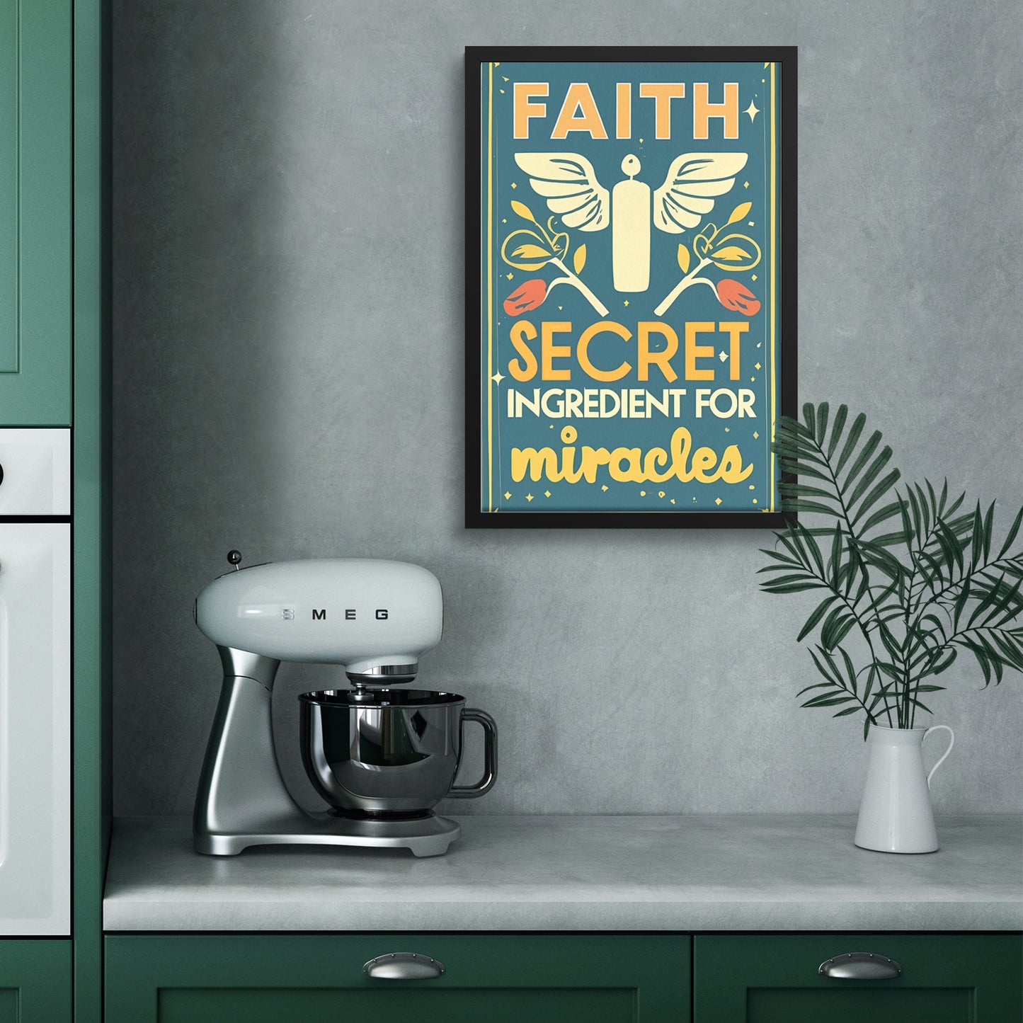 Faith: Secret Ingredient for Miracles Retro Style Framed Poster