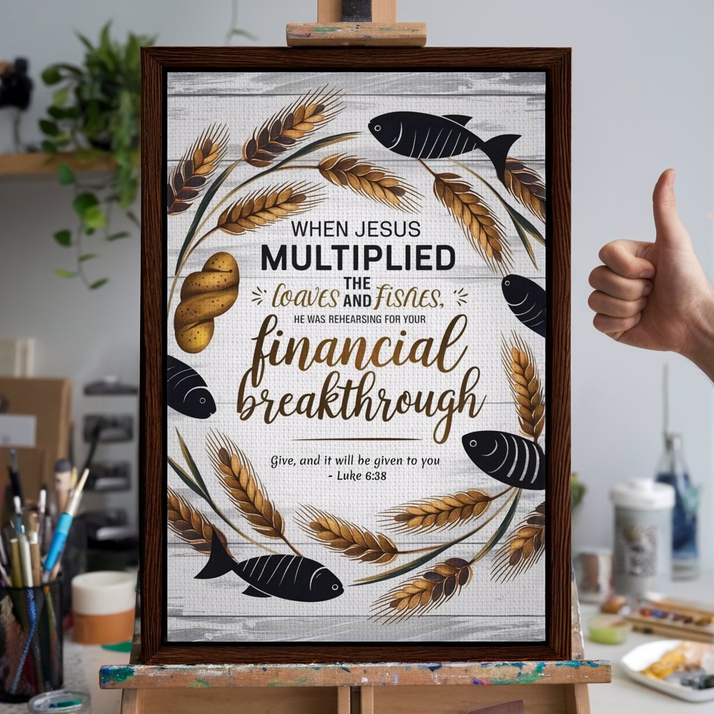 Financial Breakthrough | Jesus Loaves & Fishes Scripture Wall Canvas