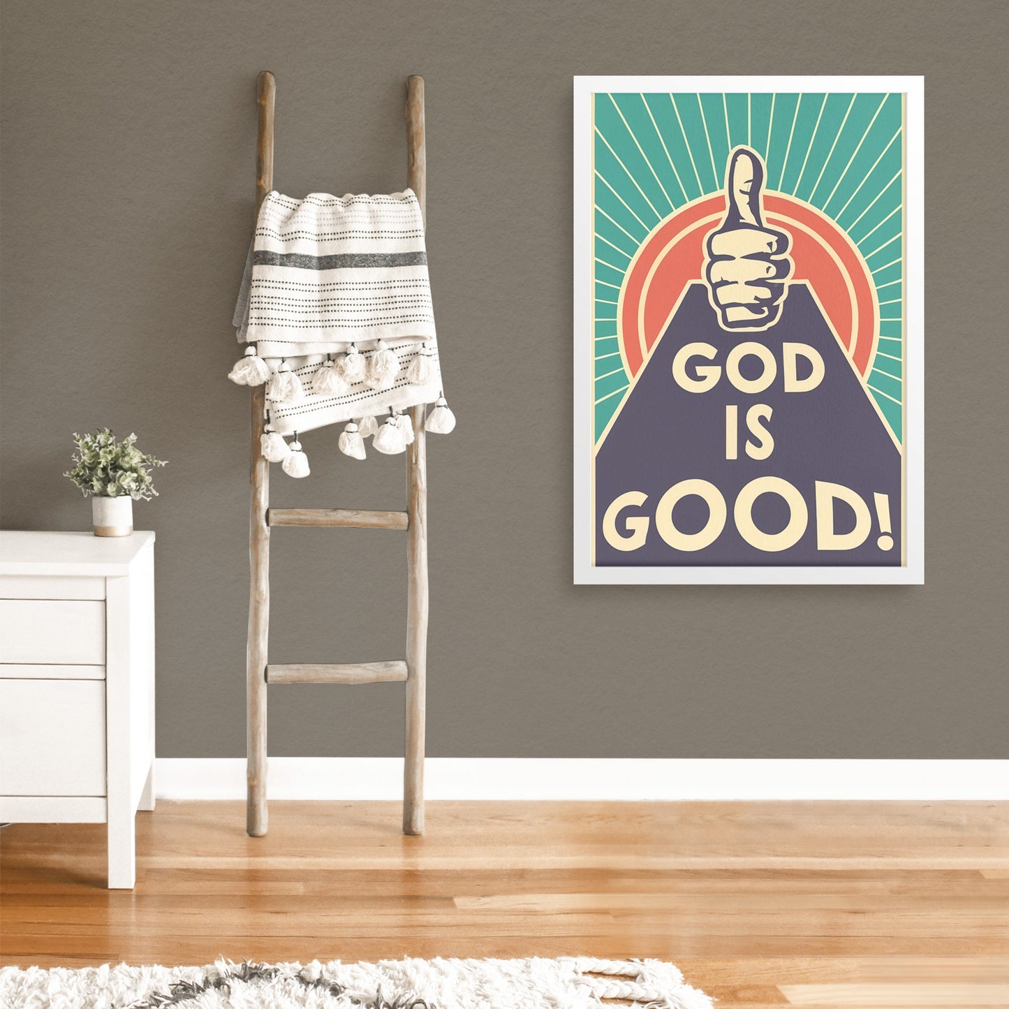 God is Good Retro Style Framed Print