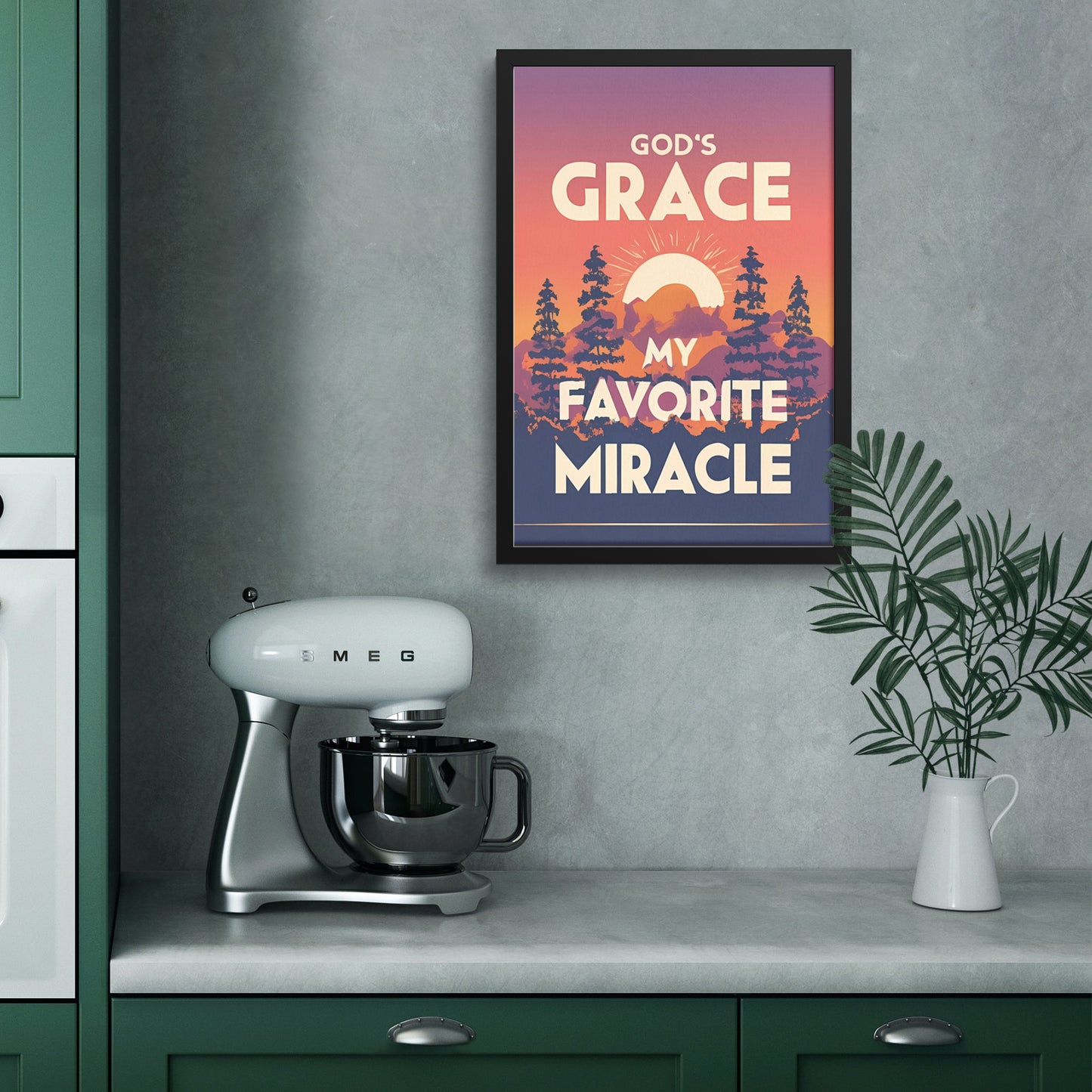 God's Grace, My Favorite Miracle Retro Style Sunset Framed Poster