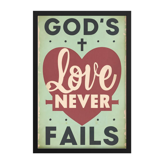 God's Love Never Fails Retro Style Framed Print