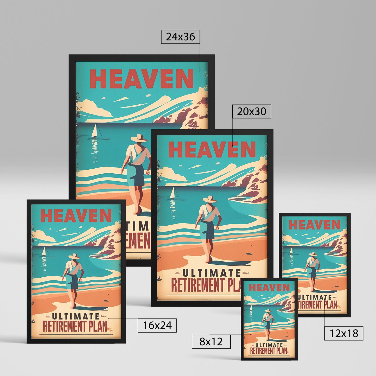 Heaven, the Ultimate Retirement Plan Retro Style Beach Man Framed Poster