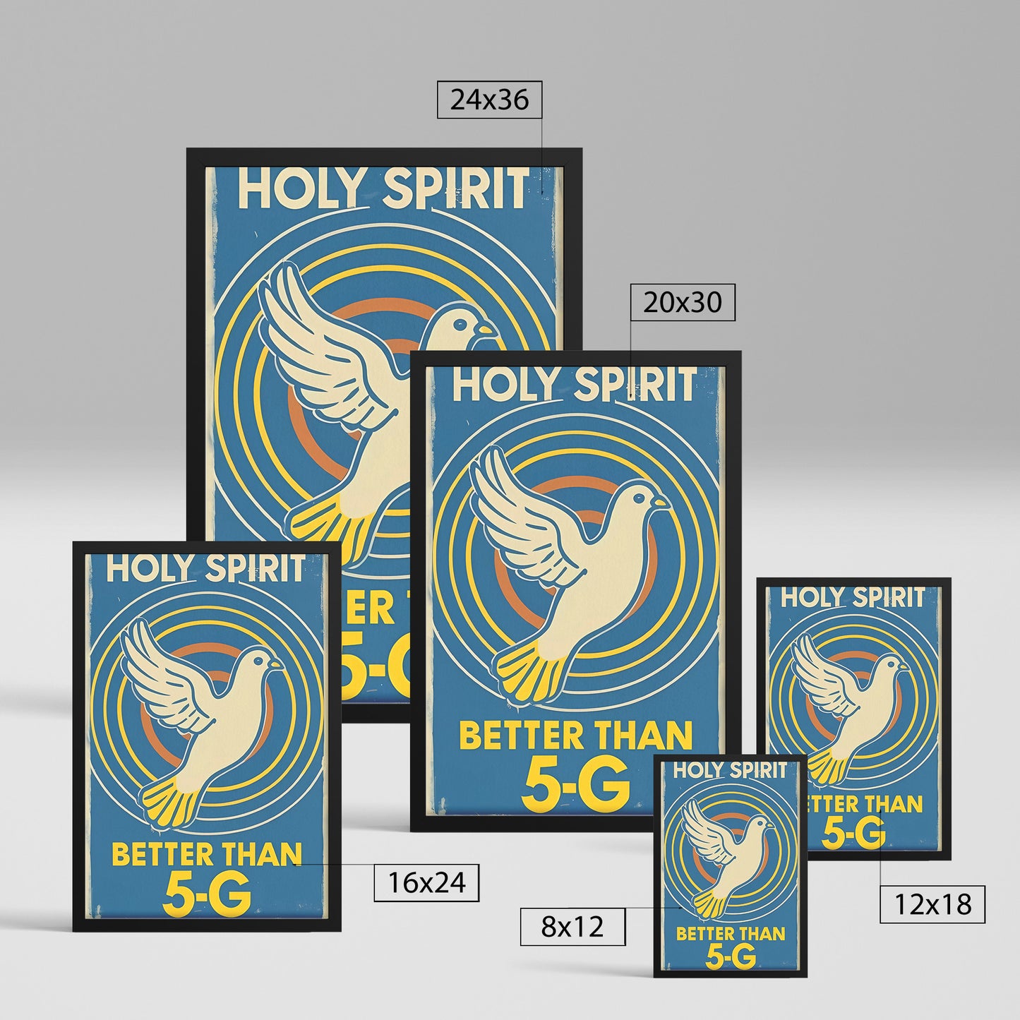 Holy Spirit: Better than 5G Retro Style Pigeon Framed Poster