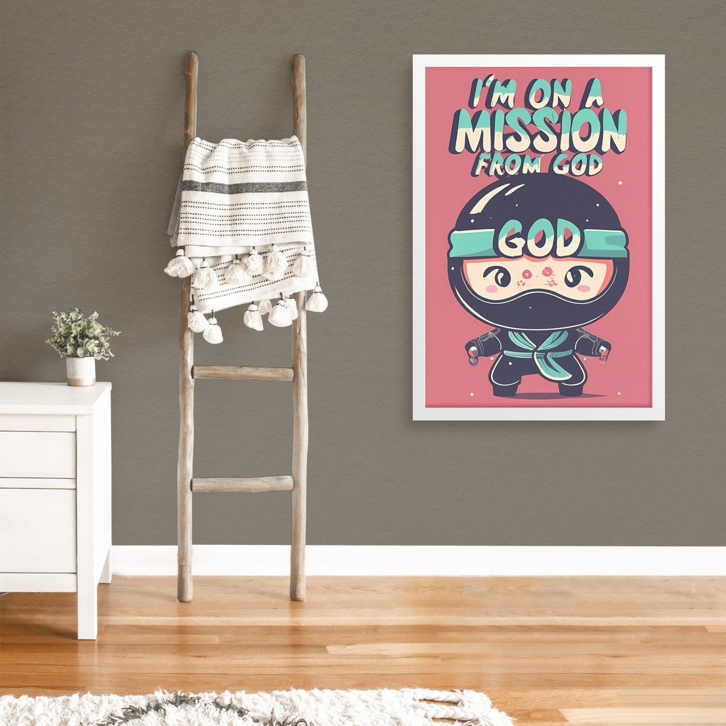 I'm on a Mission from God Retro Style Ninja Framed Poster