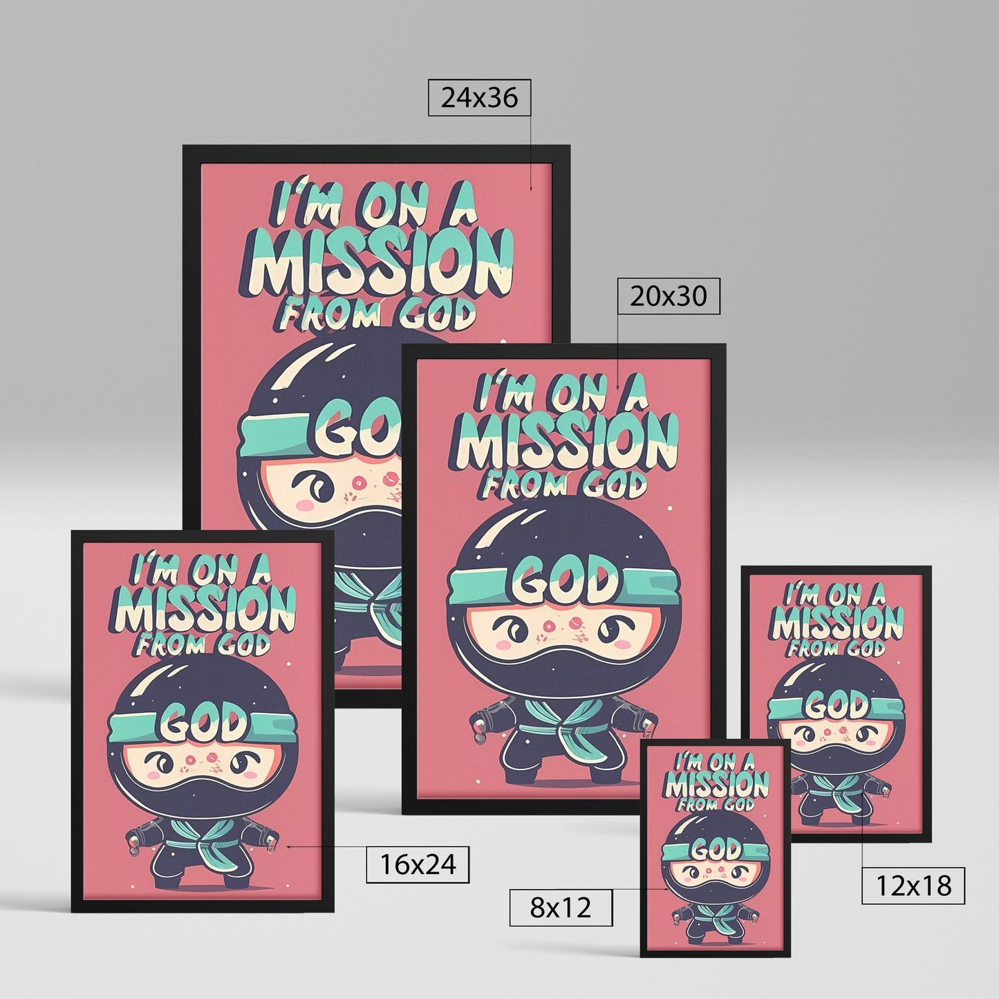 I'm on a Mission from God Retro Style Ninja Framed Poster
