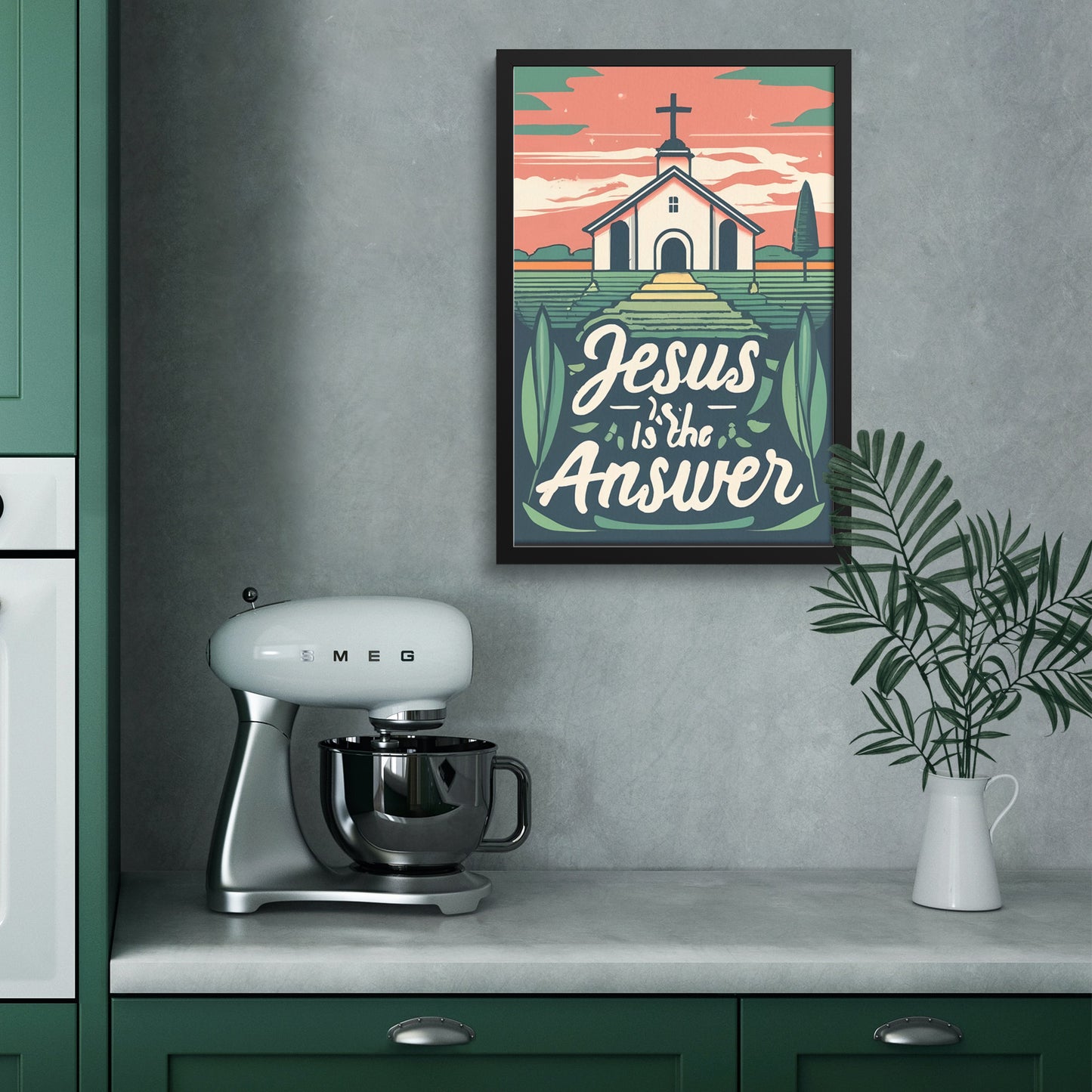 Jesus is the Answer Retro Style Framed Print