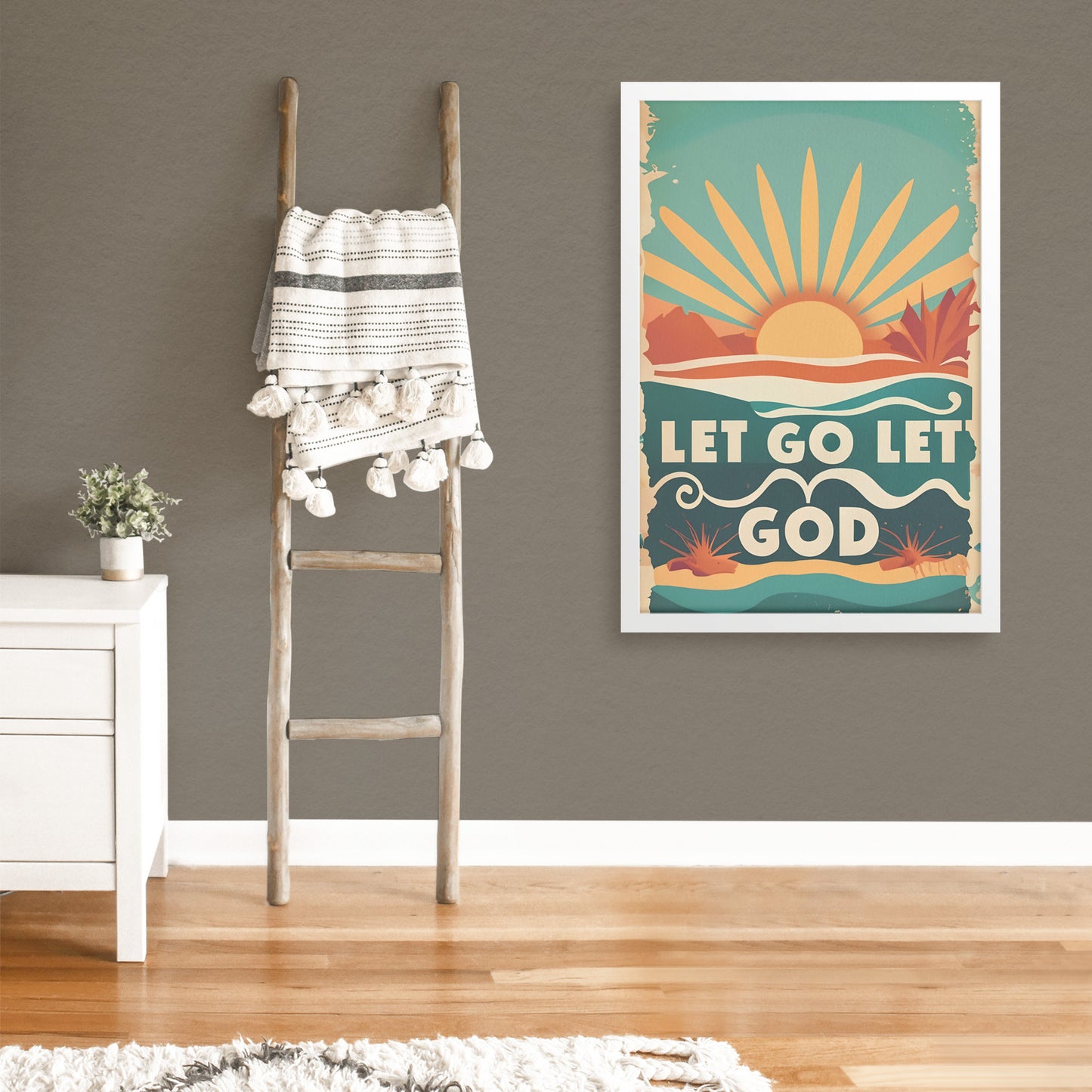 Let Go, Let God Retro Style Framed Print