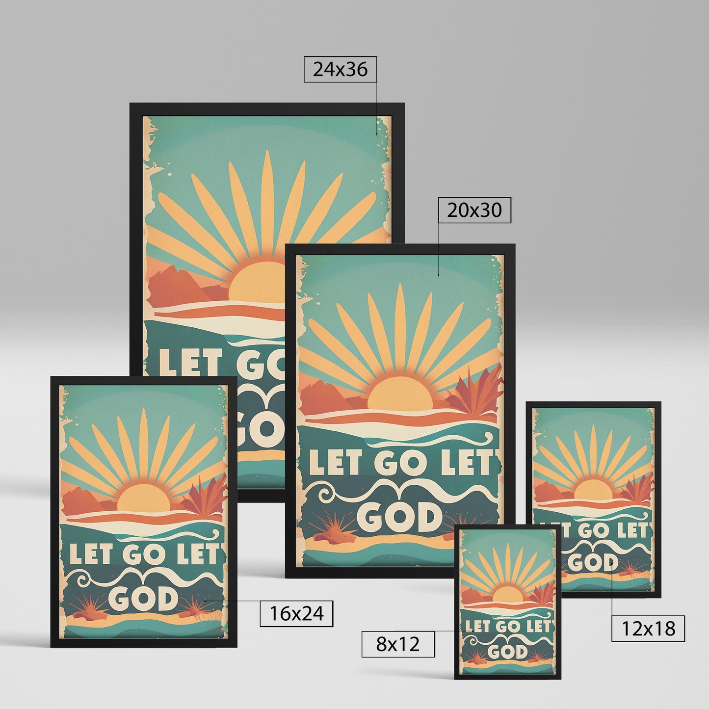 Let Go, Let God Retro Style Framed Print