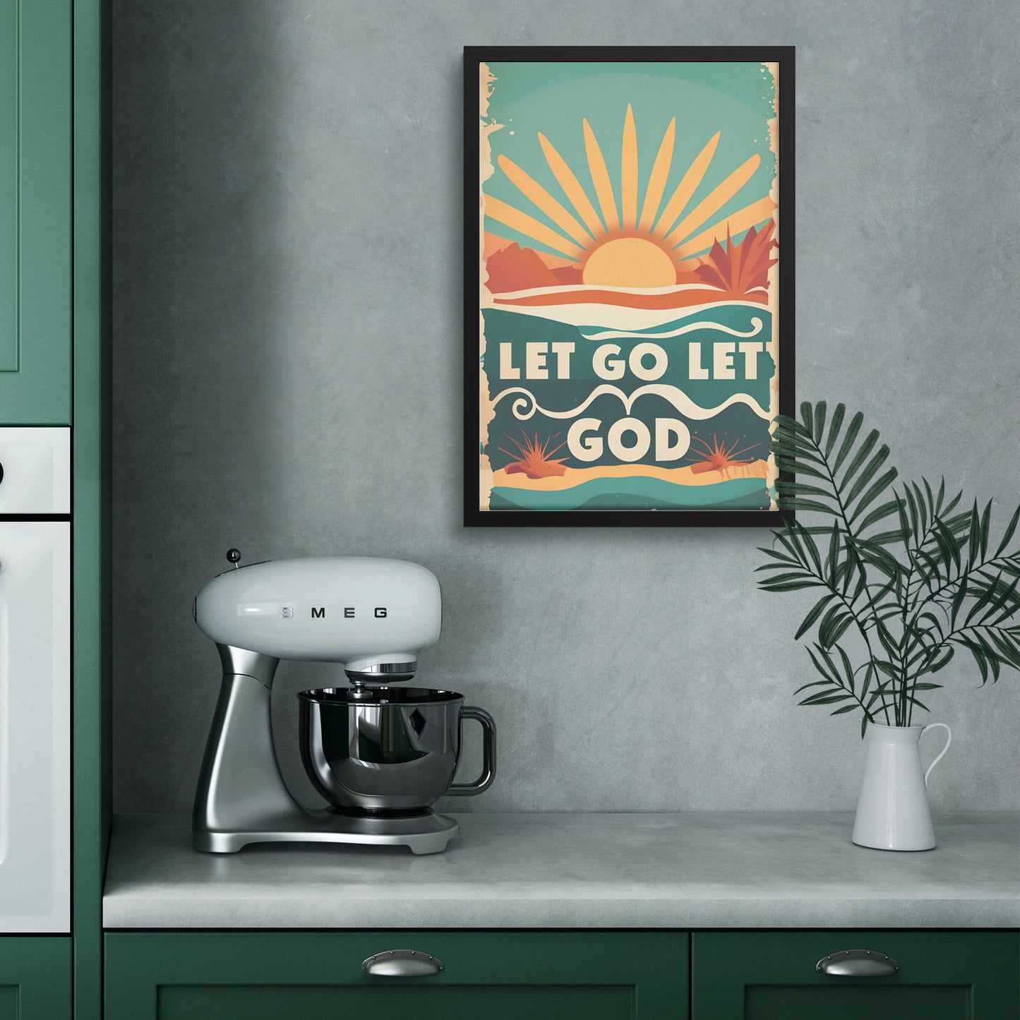Let Go, Let God Retro Style Framed Print