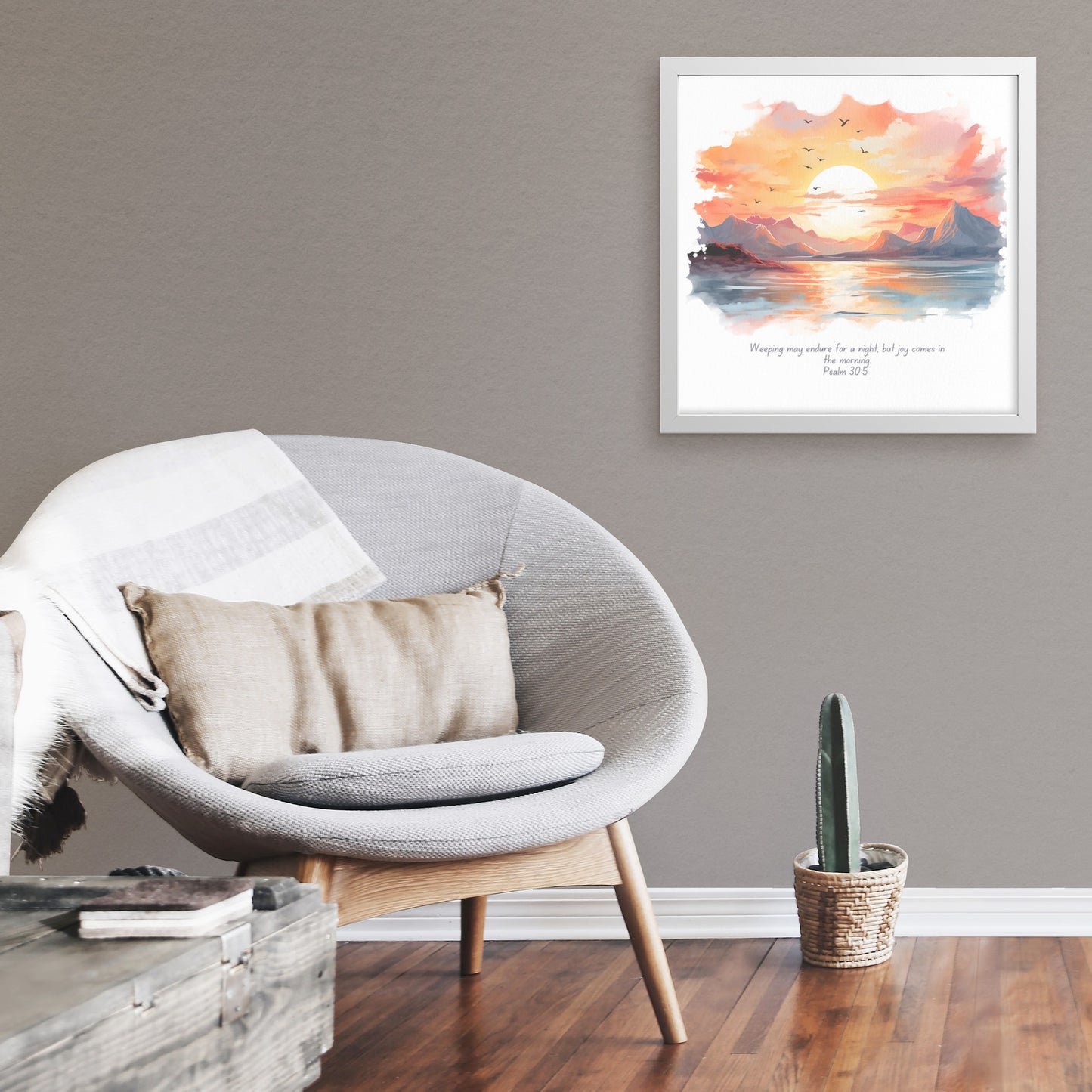 Psalm 30:5 Radiant Dawn Watercolor Framed Art Print