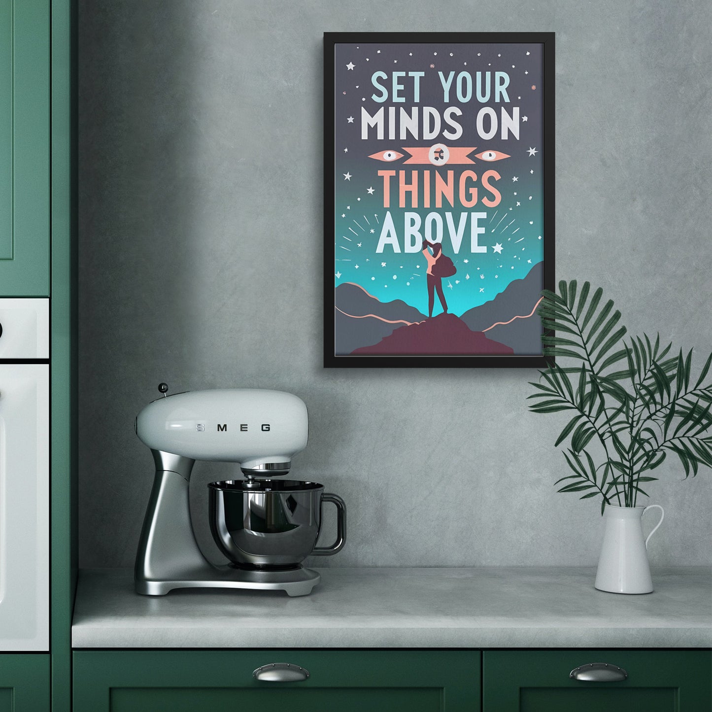 Set Your Minds on Things Above Retro Style Framed Poster