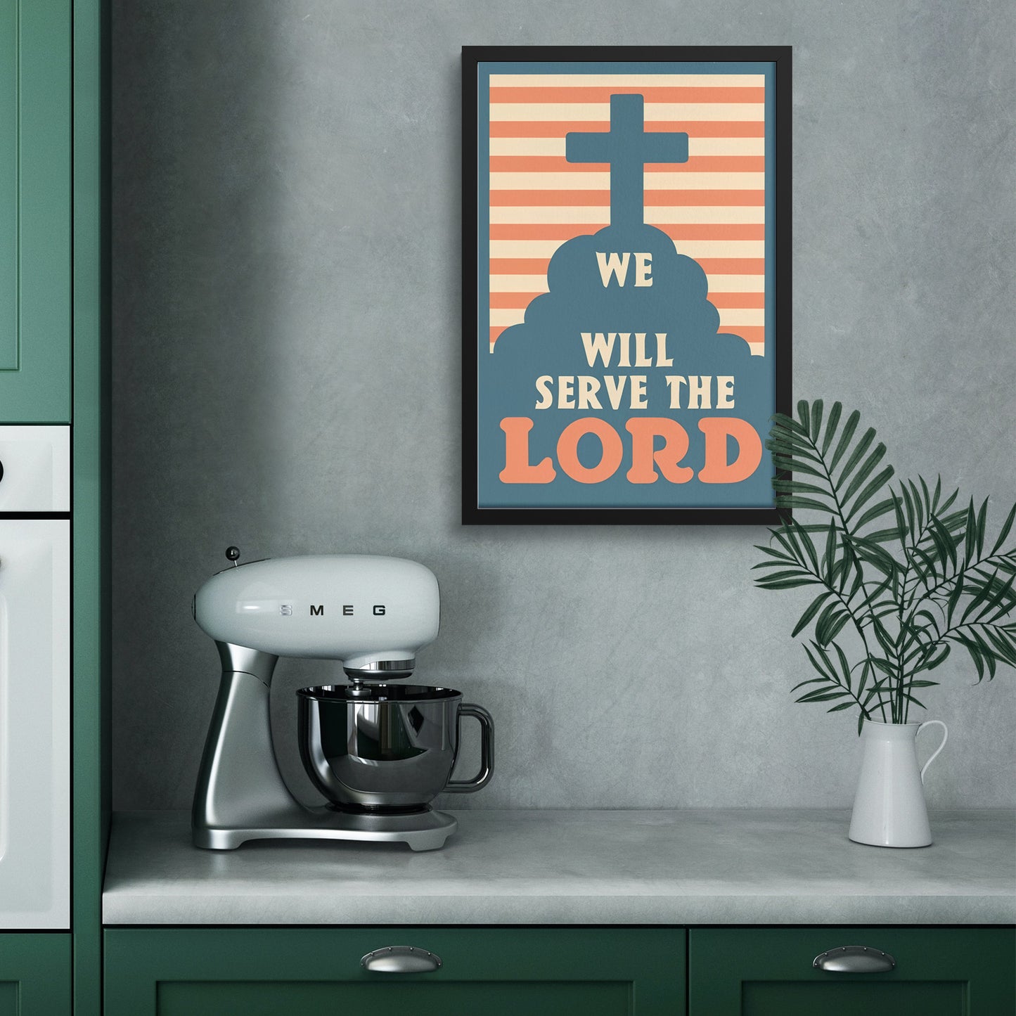 We will Serve The Lord Retro Style Framed Print