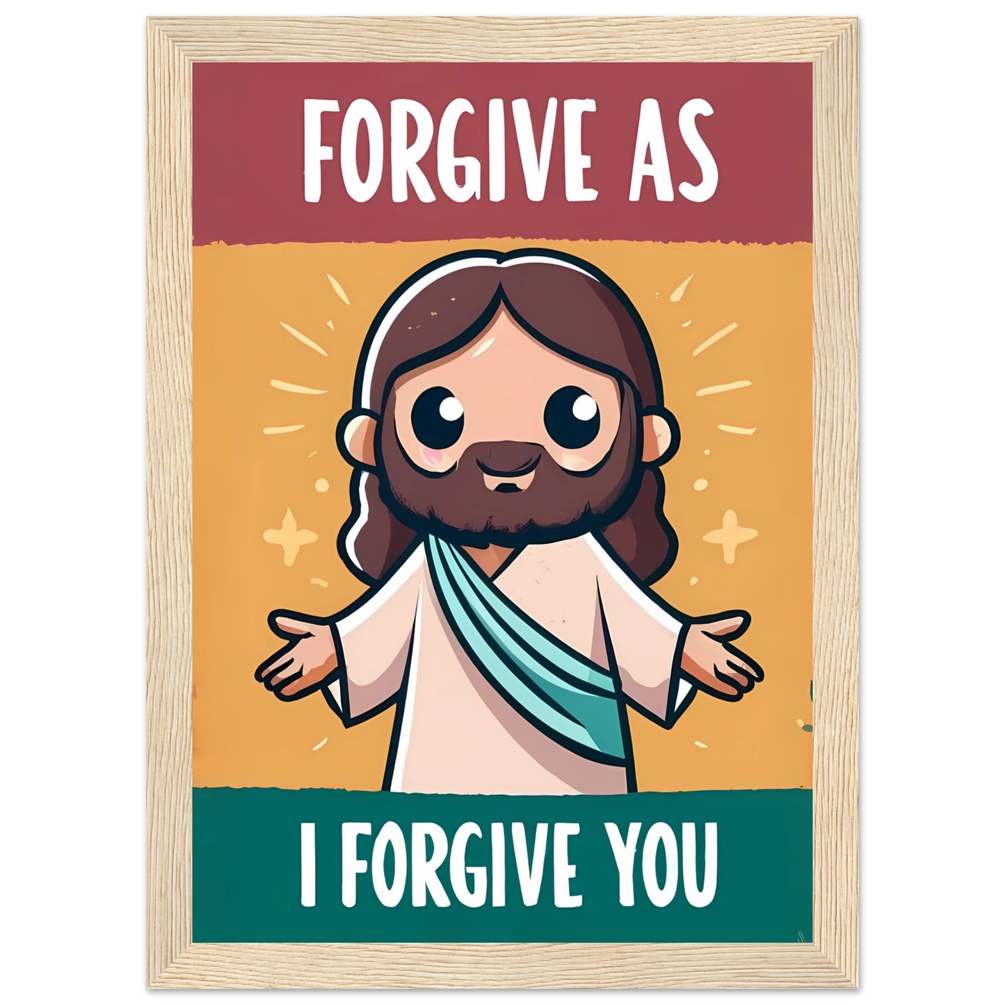 Cartoon Jesus Forgive as I Forgive You Framed Poster