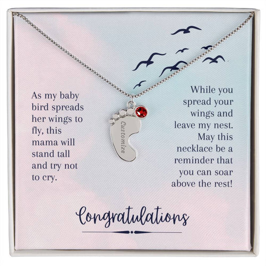 Engraved Baby Feet Necklace to Daughter