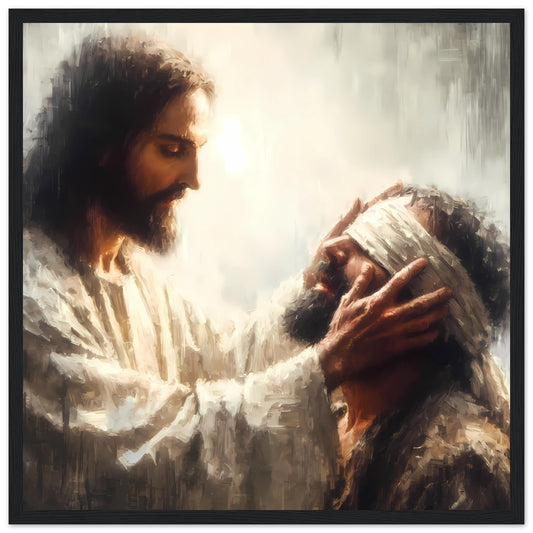Jesus Healing a Blind Man Oil Painting Framed Print