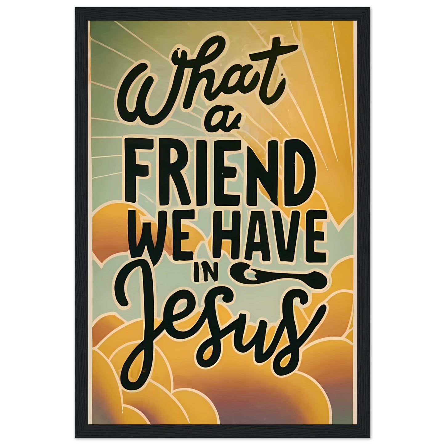 What A Friend We Have In Jesus Retro Sunset Framed Poster