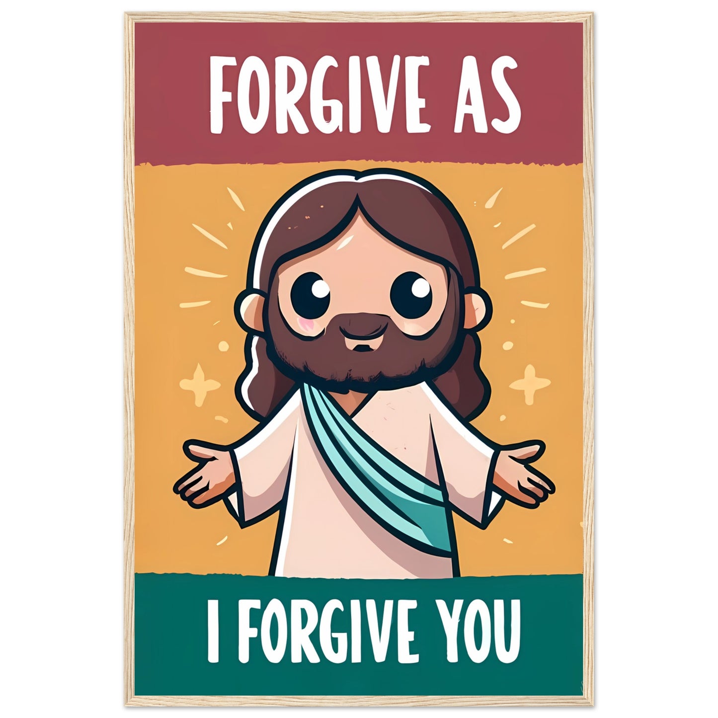 Cartoon Jesus Forgive as I Forgive You Framed Poster