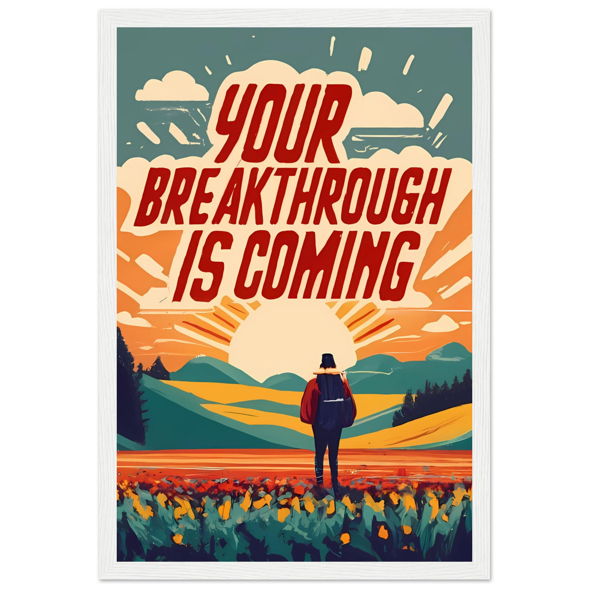 Breakthrough Message Your Breakthrough is Coming Retro Style Framed Poster – Lafia Craft